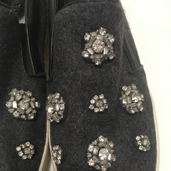 Women's Michael Kors Keaton Silver Jewel Crystal Slip On Sneaker Size 7 - Picture 2 of 5